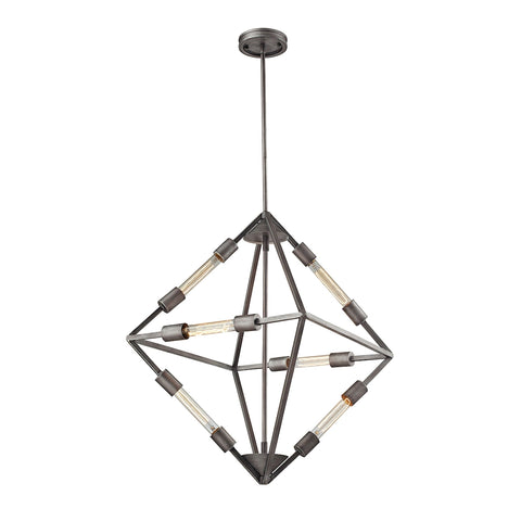 Laboratory 6 Light Chandelier In Weathered Zinc
