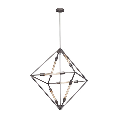 Laboratory 6 Light Chandelier In Weathered Zinc