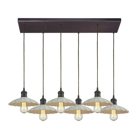Corrine 6 Light Pendant In Oil Rubbed Bronze And White