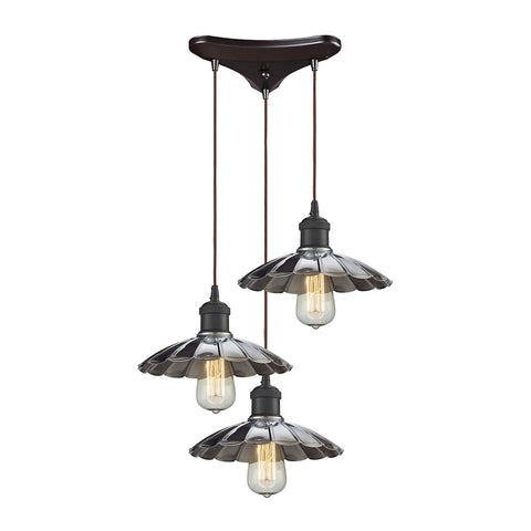 Corrine 3 Light Pendant In Oil Rubbed Bronze And Chrome