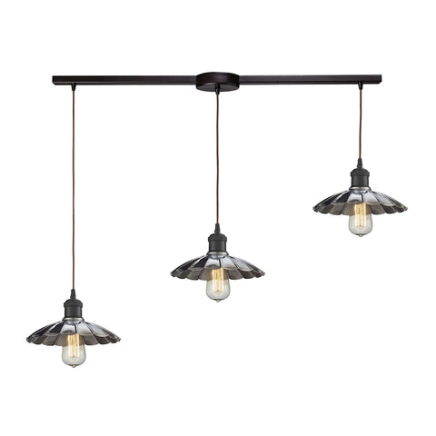 Corrine 3 Light Pendant In Oil Rubbed Bronze And Chrome