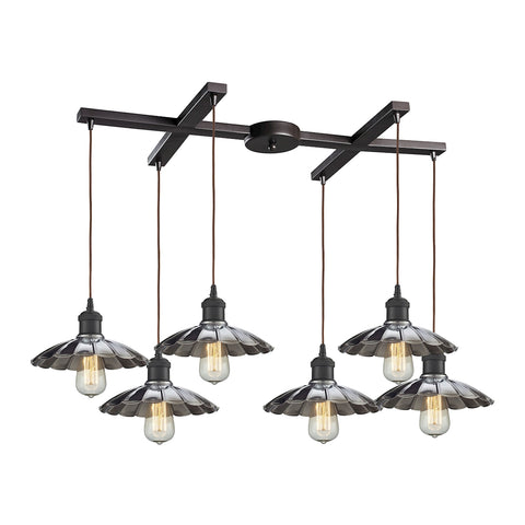 Corrine 6 Light Pendant In Oil Rubbed Bronze And Chrome