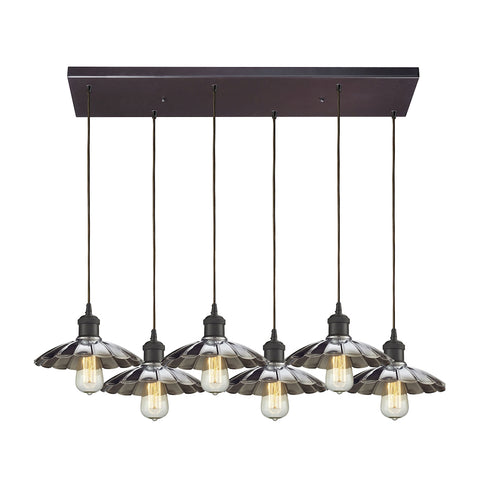 Corrine 6 Light Pendant In Oil Rubbed Bronze And Chrome