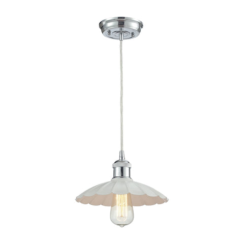 Corrine 1 Light Pendant In Polished Chrome And White