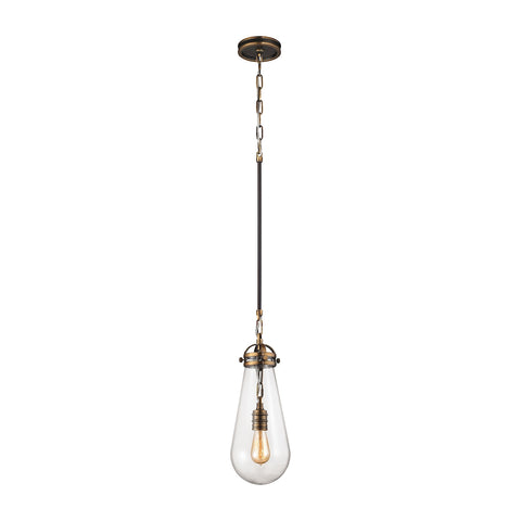 Gramercy 1 Light Pendant In Antique Brass And Oil Rubbed Bronze