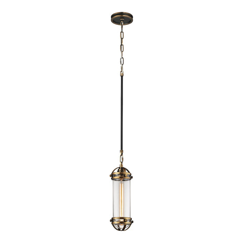 Gramercy 1 Light Pendant In Antique Brass And Oil Rubbed Bronze