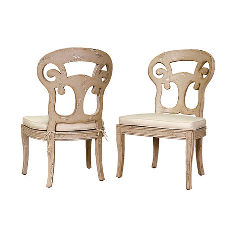 Verona Club Side Chairs In Crossroads Rosa With Muslin Cushions