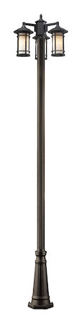 Z-Lite Woodland 3 Light Outdoor Post Light 528MP3-519P-ORB