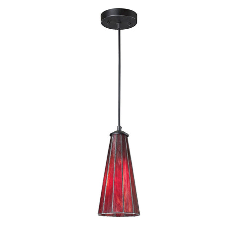 Lumino 1 Light Pendant In Matte Black And Inferno Red