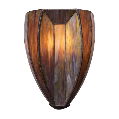 Dimensions 2 Light Wall Sconce In Burnished Copper And Tea Stained Glass