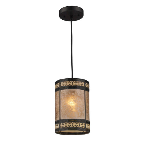 Mica Filigree 1 Light Pendant In Tiffany Bronze And Tan Mica