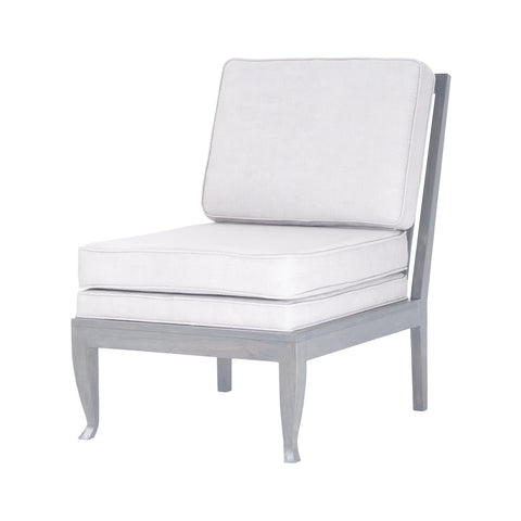 Janice Antique Smoke with Morning Mist Mahogany and Linen Upholstered Lounge Chair