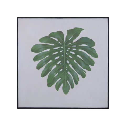 Phuket 46-Inch Hand Painted Canvas Wall Decor with Glass and Solid Mahogany Black Gallery Frame