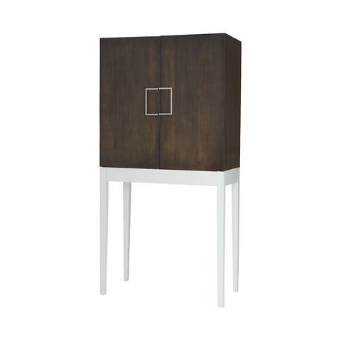 West End Heritage Grey Stain With Grain De Bois Cappucino Foam 72-Inch Mahogany Bar Cabinet with Metal Pulls