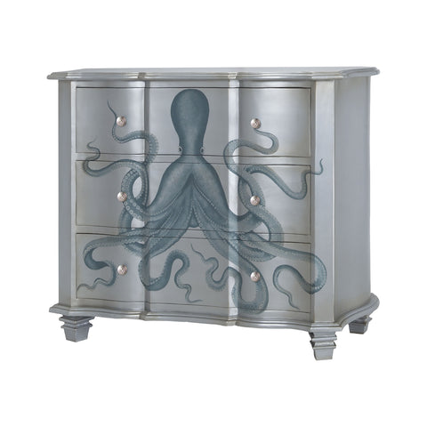 Gorgon Octopus Chest In Silver Leaf And Blue