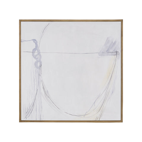 Modern Suspension 40-Inch Hand Painted Canvas Wall Decor with Solid Mahogany White Washed Gallery Frame