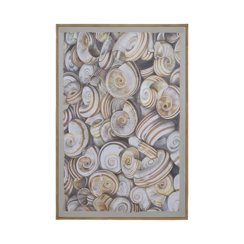 Nicobar 48-Inch Hand Painted Canvas Wall Decor with Tan Mahogany Frame
