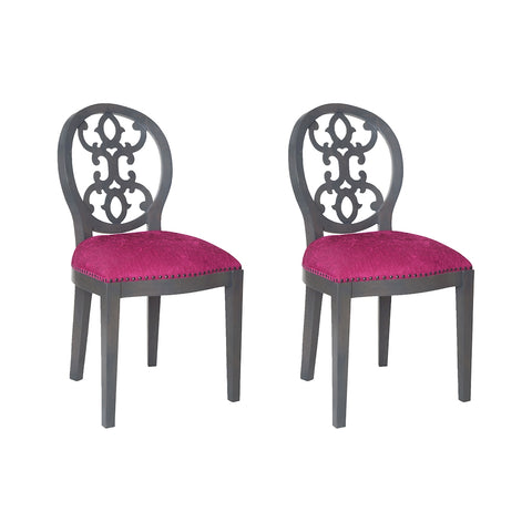 Dimple Chair In Antique Smoke And Cerise Fabric