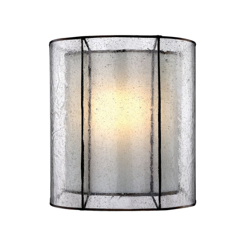 Mirage 1 Light Wall Sconce In Tiffany Bronze With Off-White And Seedy Glass