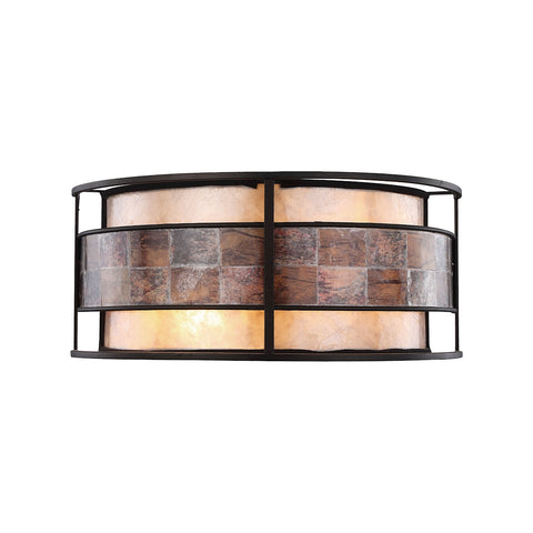Tremont 2 Light Wall Sconce In Tiffany Bronze With Tan And Brown Mica