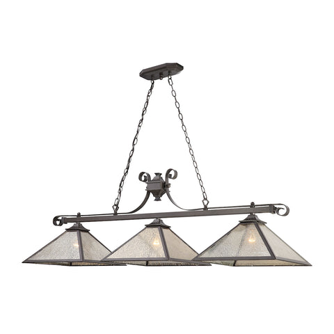 Plano 3 Light Billiard In Iron Rust With Mercury Glass
