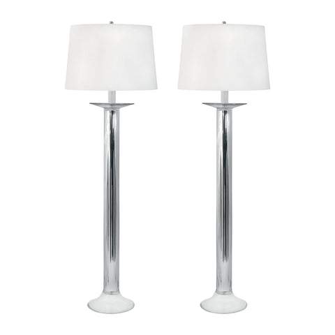 Mercury Glass Candlestick Table Lamps - Set of 2