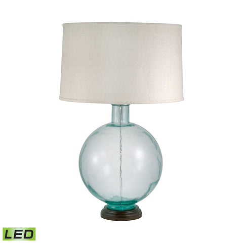 Aquamarine Recycled Glass Orb LED Table Lamp