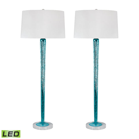 Mercury Glass LED Candlestick Lamp In Blue