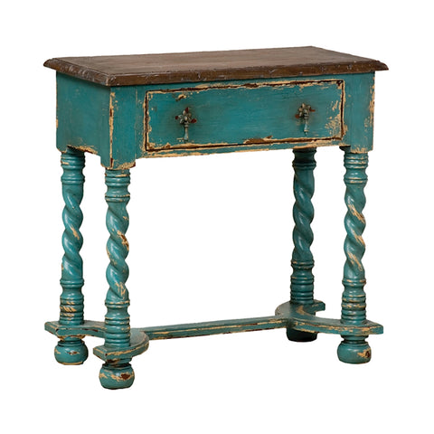 Barley Twist Side Table In Crossroads Cyan