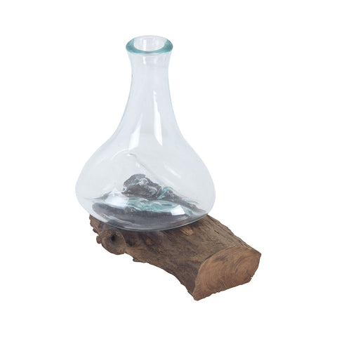 Jetsam Teak Root And Glass Vessel - Tall