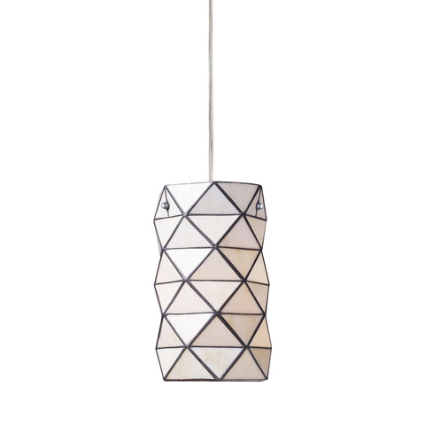 Tetra 1 Light Pendant In Polished Chrome And White Tiffany Glass