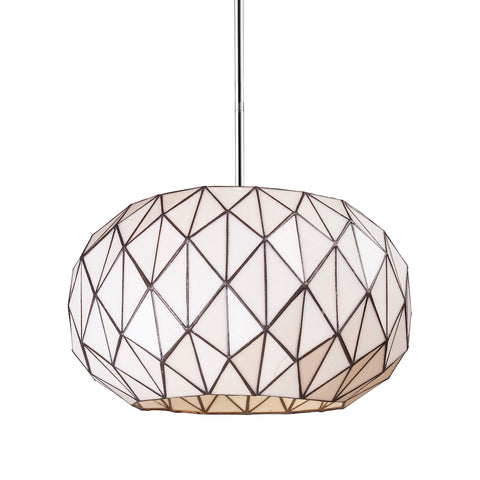 Tetra 3 Light Chandelier In Polished Chrome And White Tiffany Glass