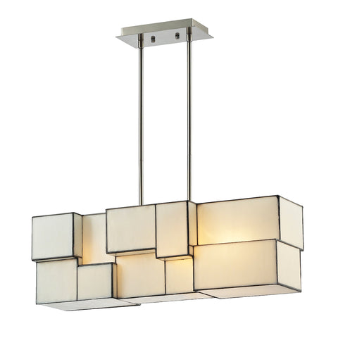Cubist 4 Light Chandelier In Brushed Nickel
