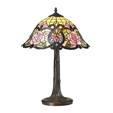 Rosedale Tiffany Glass Table Lamp in Tiffany Bronze