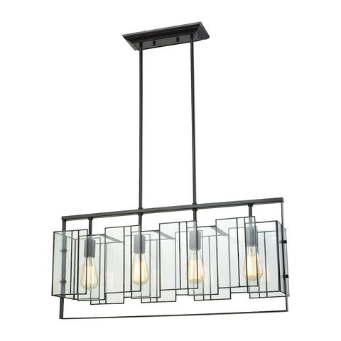 Stratus 4 Light Chandelier In Oil Rubbed Bronze With Clear Glass