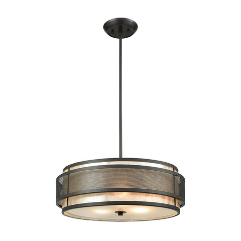 Beckley 3 Light Chandelier In Oil Rubbed Bronze With Tan Mica