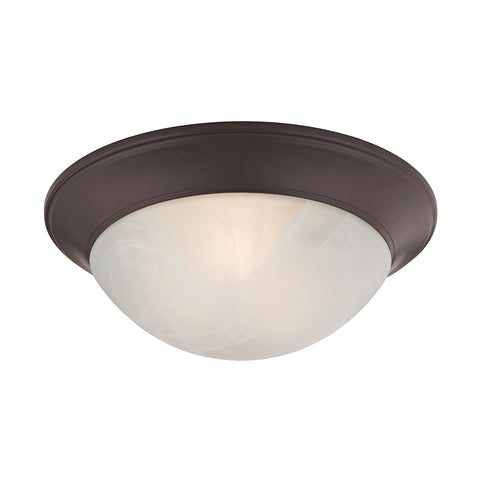 2 Light Flushmount In Oil Rubbed Bronze And Alabaster White Glass