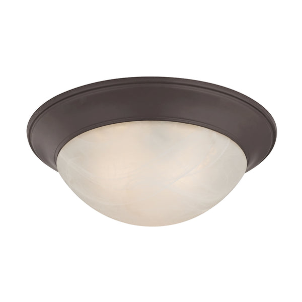 3 Light Flushmount In Oil Rubbed Bronze And Alabaster White Glass