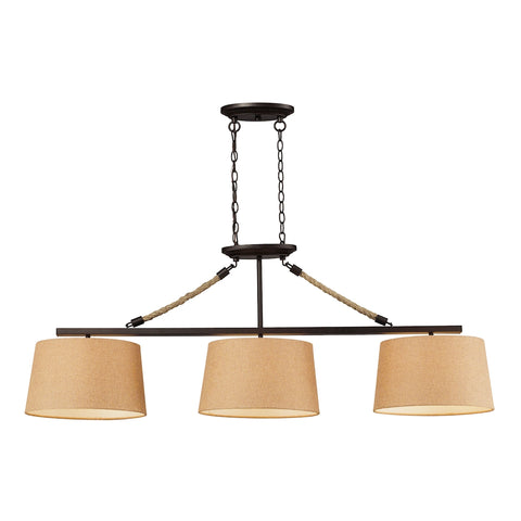 Natural Rope 3 Light Billiard In Aged Bronze