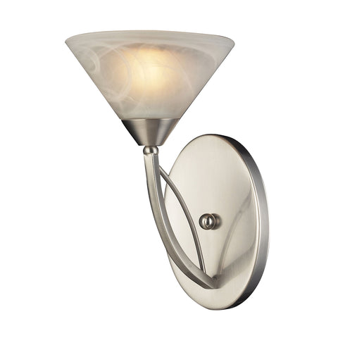 Elysburg 1 Light Wall Sconce In Satin Nickel And White Glass