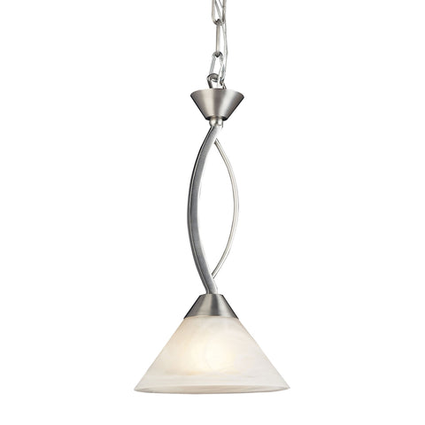 Elysburg 1 Light Pendant In Satin Nickel And White Glass