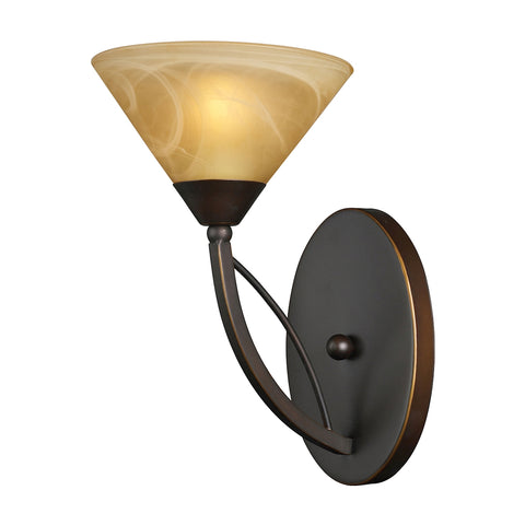 Elysburg 1 Light Wall Sconce In Aged Bronze And Tea Stained Glass