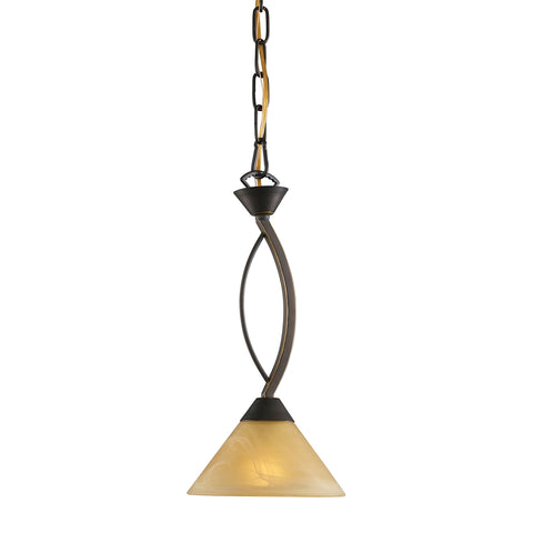 Elysburg 1 Light Pendant In Aged Bronze And Tea Stained Glass