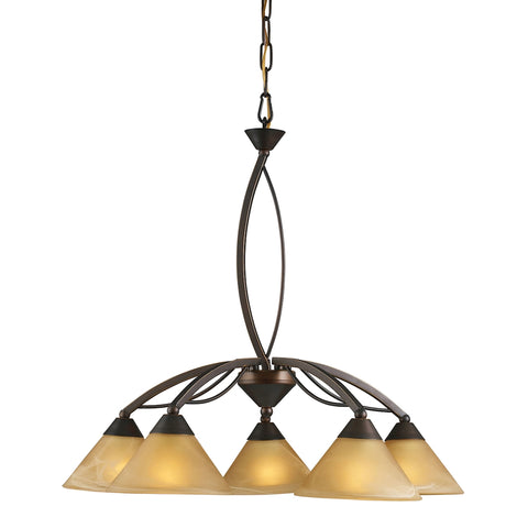 Elysburg 5 Light Chandelier In Aged Bronze And Tea Stained Glass