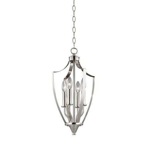 Foyer 4 Light Pendant In Brushed Nickel
