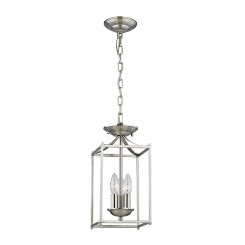 Foyer 3 Light Pendant In Brushed Nickel