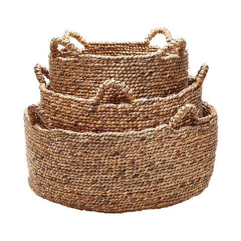 Natural Low Rise Baskets - Set of 3