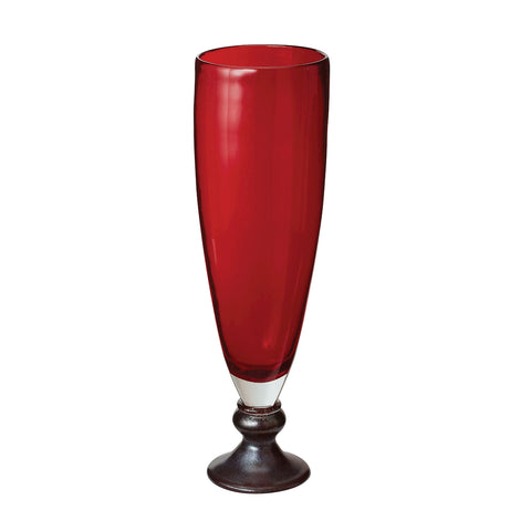 Ruby Pearl Vase With Metallic Foot - Large