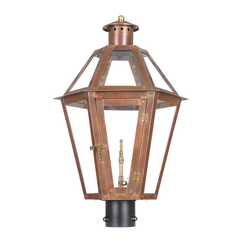 Grande Isle Outdoor Gas Post Lantern In Aged Copper