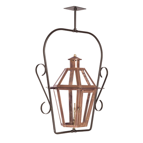Grande Isle Outdoor Gas Ceiling Lantern In Aged Copper